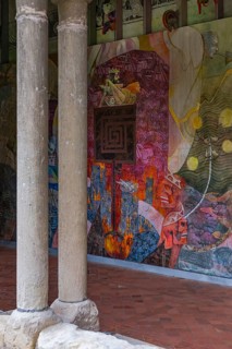 Mural in the cloister of the collegiate church, Eglise Collegiale in Saint Émilion, France