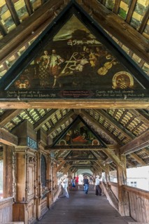 Historic wooden bridge over the Reuss, Spreuer Bridge, Lucerne, Lake Lucerne, Canton of Lucerne,