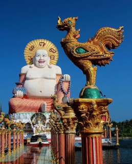 Laughing Chinese Buddha at Wat Plai Leam on Koh Samui Island, Thailand