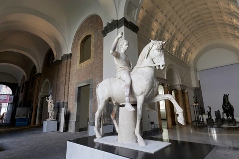 Warrior on horseback, Roman marble figure from the Farnese collection, Naples National