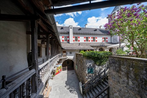 Courtyard of the castle, Hohenwerfen Fortress, Werfen, Pongau, Salzburg state, Austria