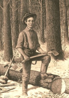 Abraham Lincoln as a young man aged 22, working as a woodcutter, (born 12 February 1809 near