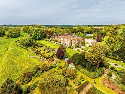 Hinton Ampner House and Garden from a drone, Winchester, Hampshire, England, United Kingdom