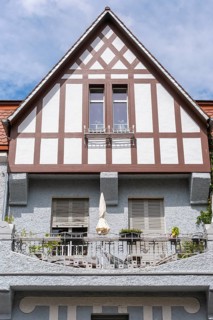 Detailed view of a half-timbered house in the old town of Radolfzell am Lake Constance, Konstanz