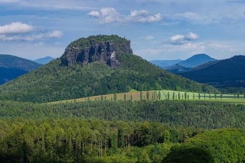 The symbol mountain for Saxon Switzerland, Lilenstein, Porschdorf, Saxony, Germany