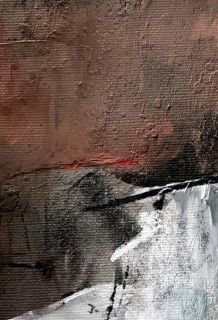 Professional abstract oil painting fragment featuring thick impasto textures, neutral earthy tones,