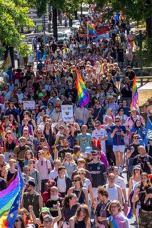 Ruhrpride in Essen, CSD, largest queer street festival in the Ruhr area, demonstration with around