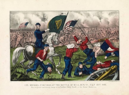 Colonel Michael Corcoran at the head of the 69th New York Militia Regiment known as the Gallant