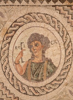 Ktisis mosaic from the house of Eustolios in the ancient city of Kourion, Cyprus