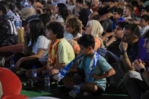 Damascus, Syria - July 19, 2026: Thousands of Spanish and Argentine football fans gather in