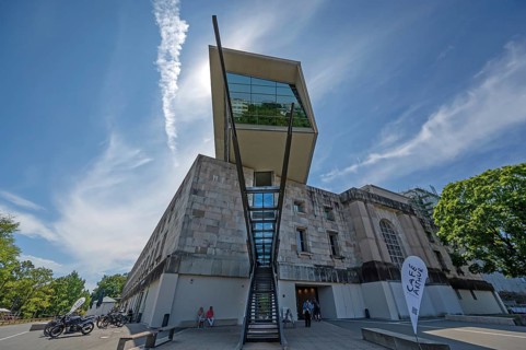 Main entrance from the Reichsparteitage Documentation Center, Nuremberg, Middle Franconia, Bavaria,