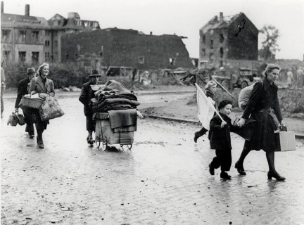 Flight, Germany, end of war, children with white flag, World War II, eastern regions, National