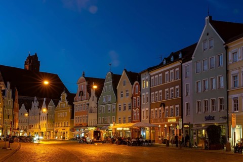 Renaissance houses, Renaissance building style, Blaue Stunde, Altstadt, Landshut, Lower Bavaria,