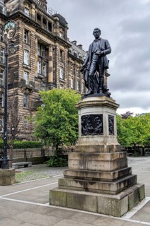 Bronze statue of missionary and explorer David Livingstone stands in Glasgow's Cathedral Square,