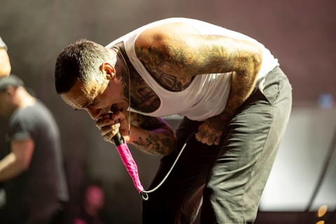 Singer Jason Aalon Butler from the US post-hardcore band Letlive on the Orbit Stage during the Rock