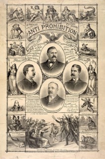 The historic lithographic print Anti-Prohibition from 1888 by Kurz & Allison shows a satirical