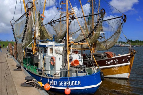 Germany, Lower Saxony, East Frisia, Greetsiel, Hafen, Fischerboote, shrimp boat, Fischkutter,