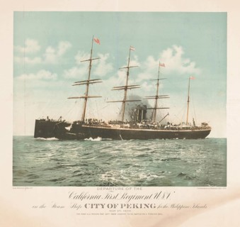 Departure of the First California Infantry Regiment (California First Regiment, U.S.V.) aboard the