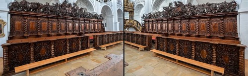 Collage, choir stalls, end of the 17th century, in the Baumgartenberg Abbey and Parish Church,
