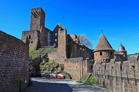 Wertheim Castle, ruin of a hill castle on a high, narrow mountain range between the two valleys of