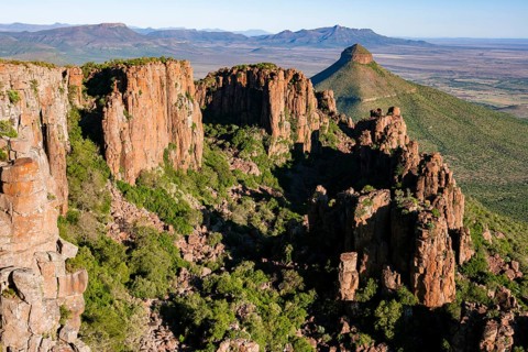 View of the Valley of Desolation, eroded rock needles from Dolorit, Camdeboo National Park,