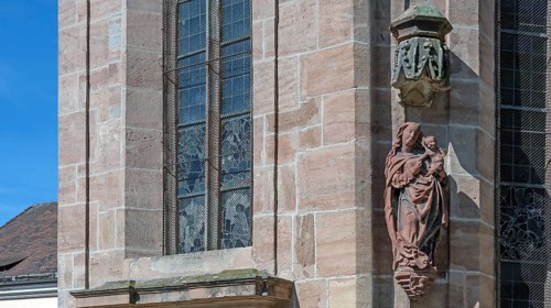 Madonna at the Tetzel Chapel, around 1350, in the schoolyard of Willstätter Gymnasium, Nuremberg,