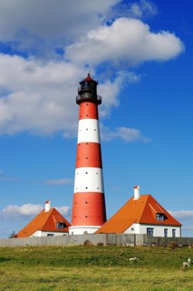Westerhever lighthouse, Westerheversand near St. Peter Ording, North Sea, Lower Saxony, Federal