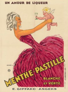 Advertising poster, beverage advertisement, vintage French poster by Dransy from 1931 for menthe