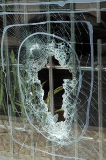 Broken window, glass, broken glass, burglary, theft, vandalism