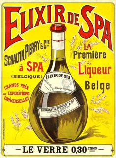 Advertising poster, beverage advertisement, poster showing the Belgian herbal liqueur Elixir de Spa