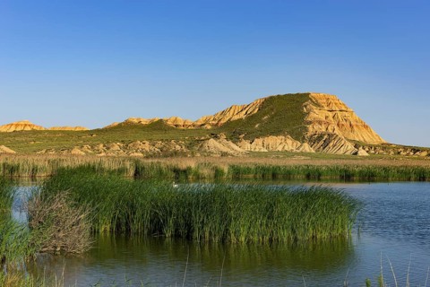 Balsa de las Cortinas water reservoir in the Bardenas Reales Natural Park, Navarra, Spain