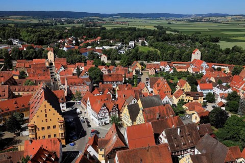 Old town, city view from above, from Daniel church tower, Nördlingen, Nördlingen, Donau-Ries