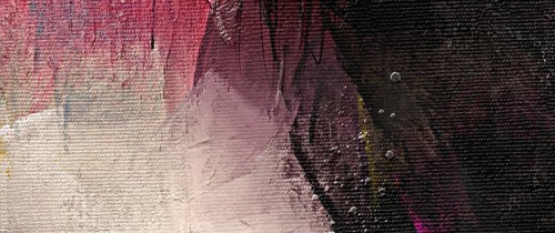 Professional abstract oil painting fragment featuring a sophisticated contrast of vivid magenta and