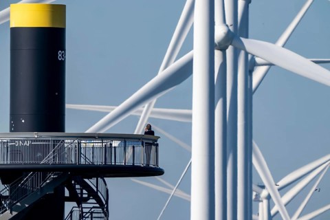 Viewing platform at Landtong Rozenburg wind farm, Noordzeeweg, Paal 83 watchtower 22 meters high,