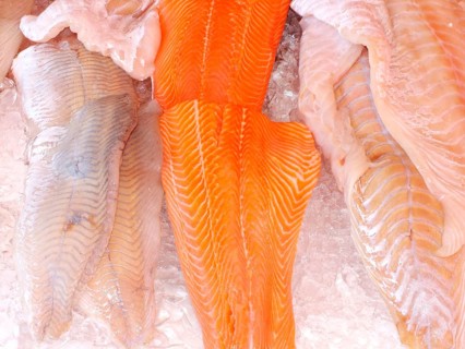 Geography, travel, Norway, old town, fish market, pollock, fish fillets, various varieties,