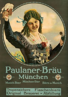 Advertising poster, beverage advertisement, advertising poster for Paulaner-Bräu Munich from around