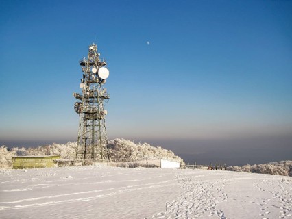 Transmission tower, radio tower with various antennas for telecommunications and data transmission