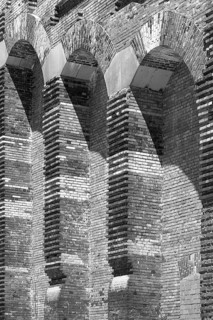 Detailed view of the masonry of the Congress Hall in the courtyard, unfinished National Socialist