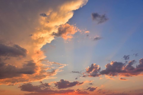 Sunset with clouds at sunset in Augsburg, Bavaria, Germany