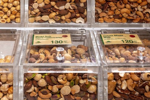 Nuts sales rack, Bangkok, Thailand