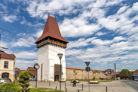 The Forkeschgässer Turnul Forkesch tower in Medias or Medias, Transylvania, Romania