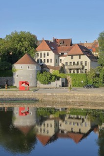 Ox Bastion, former city fortification, red sculpture City-space sculpture by Bodo Rau 2005, modern