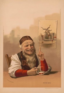 Advertising poster, beverage advertisement, lithograph with the title One More from 1887 shows a