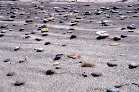 Travel, beach at Vester Husby cutout, Denmark, beach, stones, North Sea, sand, pattern