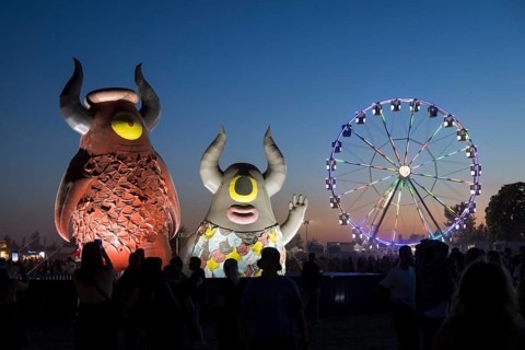 Mascot Highviech and Ferris wheel at the Highfield Festival on Friday, Störmthaler See, 14.08.2026
