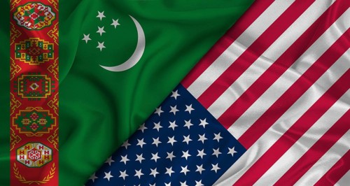 Bilateral relations between Turkmenistan and United States. Flag of Turkmenistan and United States