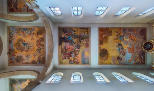 Cloister ceiling interior view of Huysburg Abbey Germany