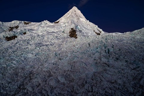 Alpamayo with alpamayo glacier in the evening light, 5947 m, with the title of most beautiful
