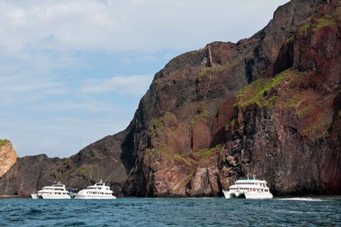 Excursion boats at Vincente Roca Point, Isabela Island, Galápagos Islands, Ecuador, Isabela Island,