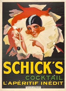 Advertising poster, drinks advertisement, Art Deco-style poster for Schick's Cocktail L'Apéritif